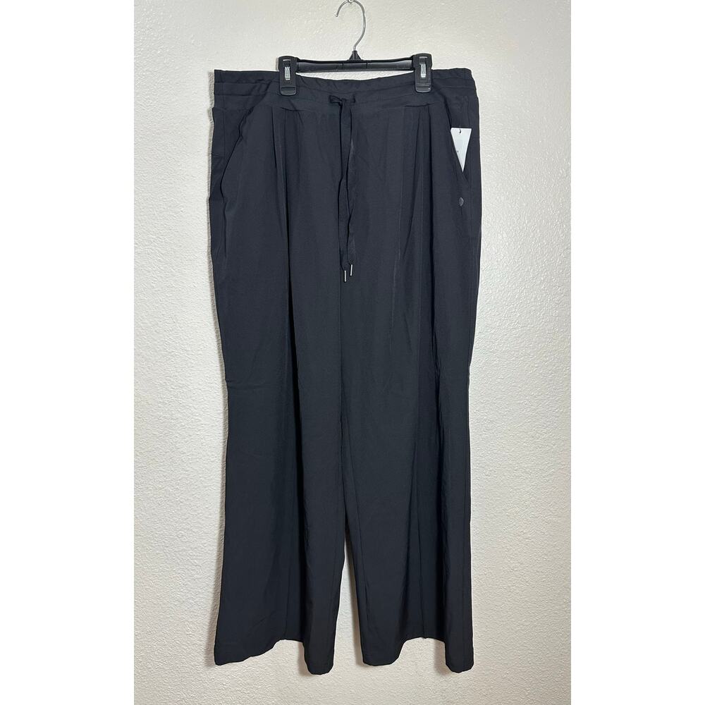 Apana Black Wide-Leg Drawstring Active Pants, NWT